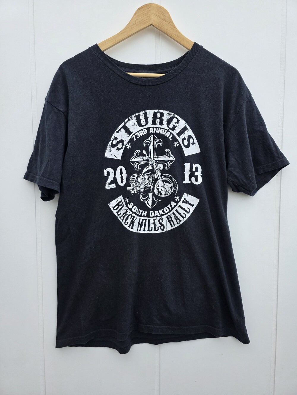 Sturgis 73rd Annual Black Hills Rally Short Sleeve Biker Shirt Mens Large